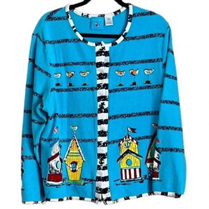 Spartelle sweater cardigan‎ Anchor Nautical Sz Small